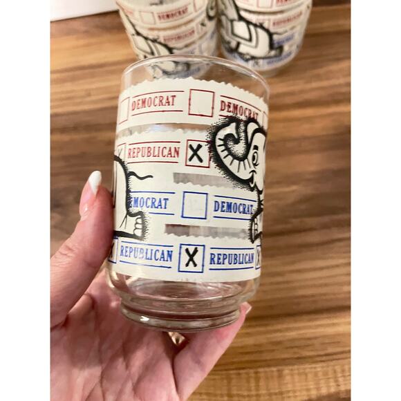 Vintage Republican Party Elephant Ballot Style Drinking Glass Set of 3 - Picture 4 of 6